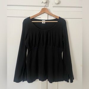 Vintage 2004 Motherhood Maternity Black Cotton Long Sleeve Top Empire Waist Sz M